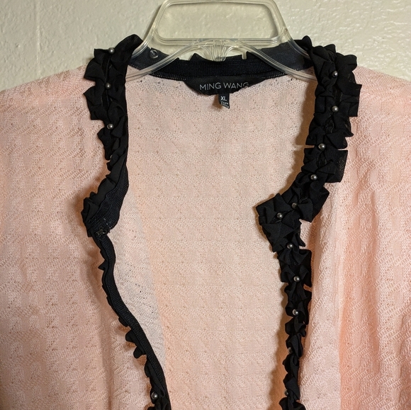 Ming Wang Pink Jacket with Black Trim Size Xl Pre-owned - Picture 4 of 7
